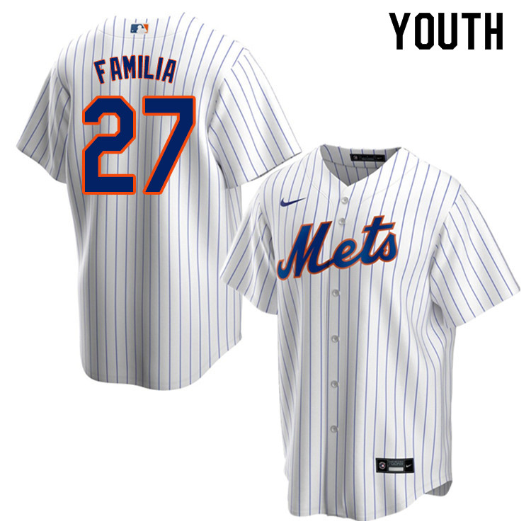 Nike Youth #27 Jeurys Familia New York Mets Baseball Jerseys Sale-White - Click Image to Close